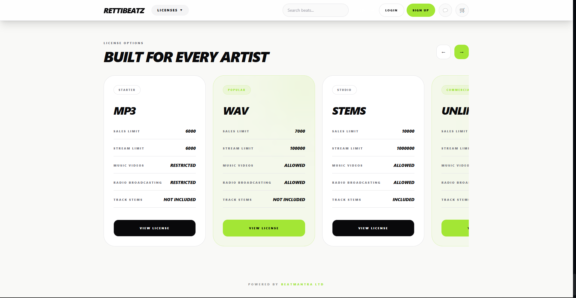 Storefront License Carousel